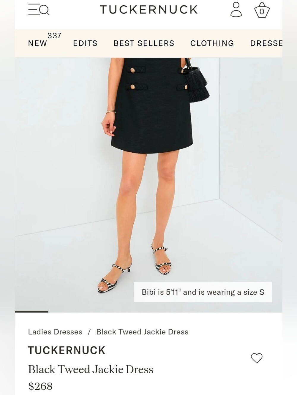 Tuckernuck Jackie Dress - GREEN Tweed Mini Dress with Gold Buttons (Rare Color)